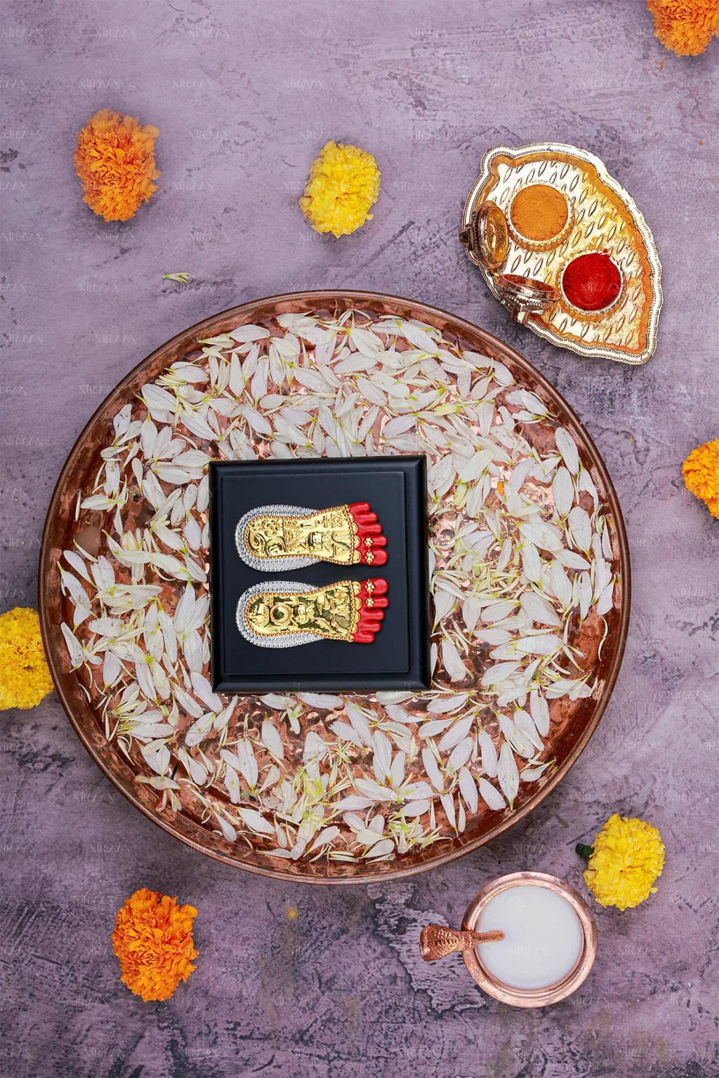 Gold Plated Maa Durga charan paduka