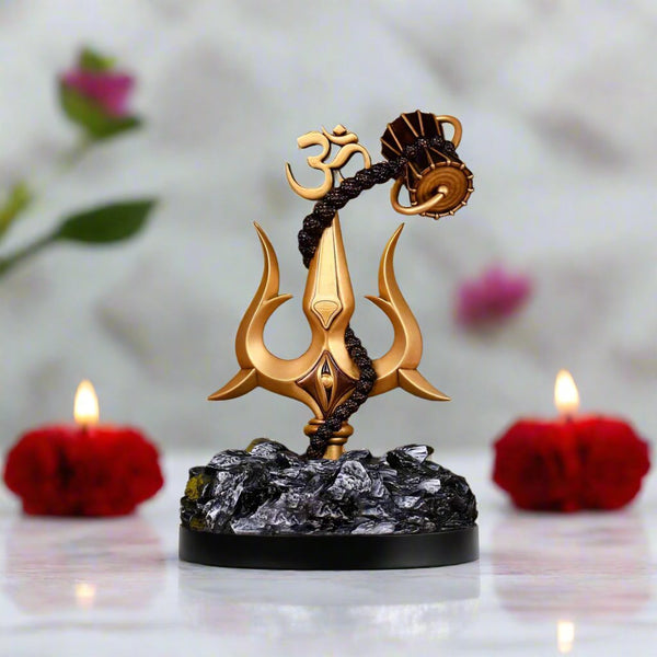 Trishul with Damru Decorative Showpiece for Car Dashboard