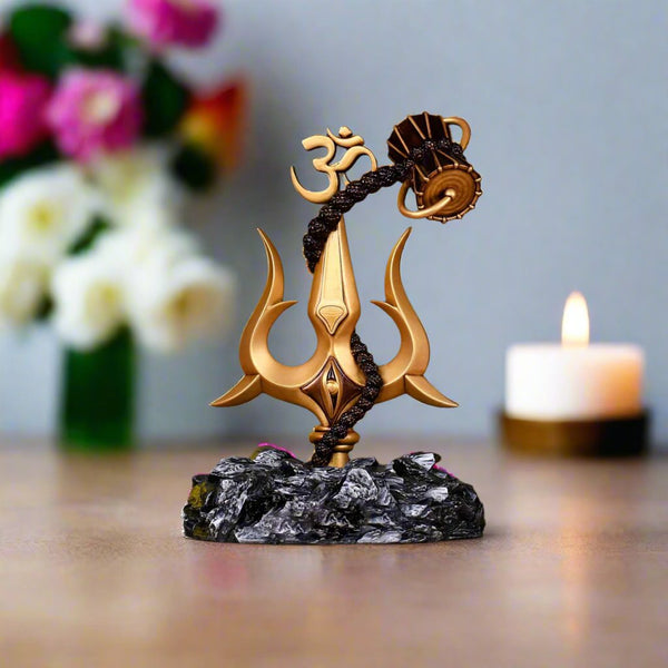 Trishul with Damru Decorative Showpiece for Car Dashboard