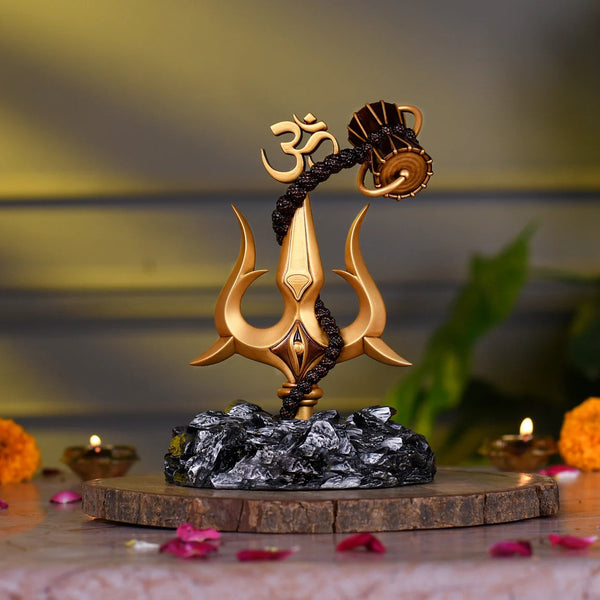 Trishul with Damru Decorative Showpiece for Car Dashboard