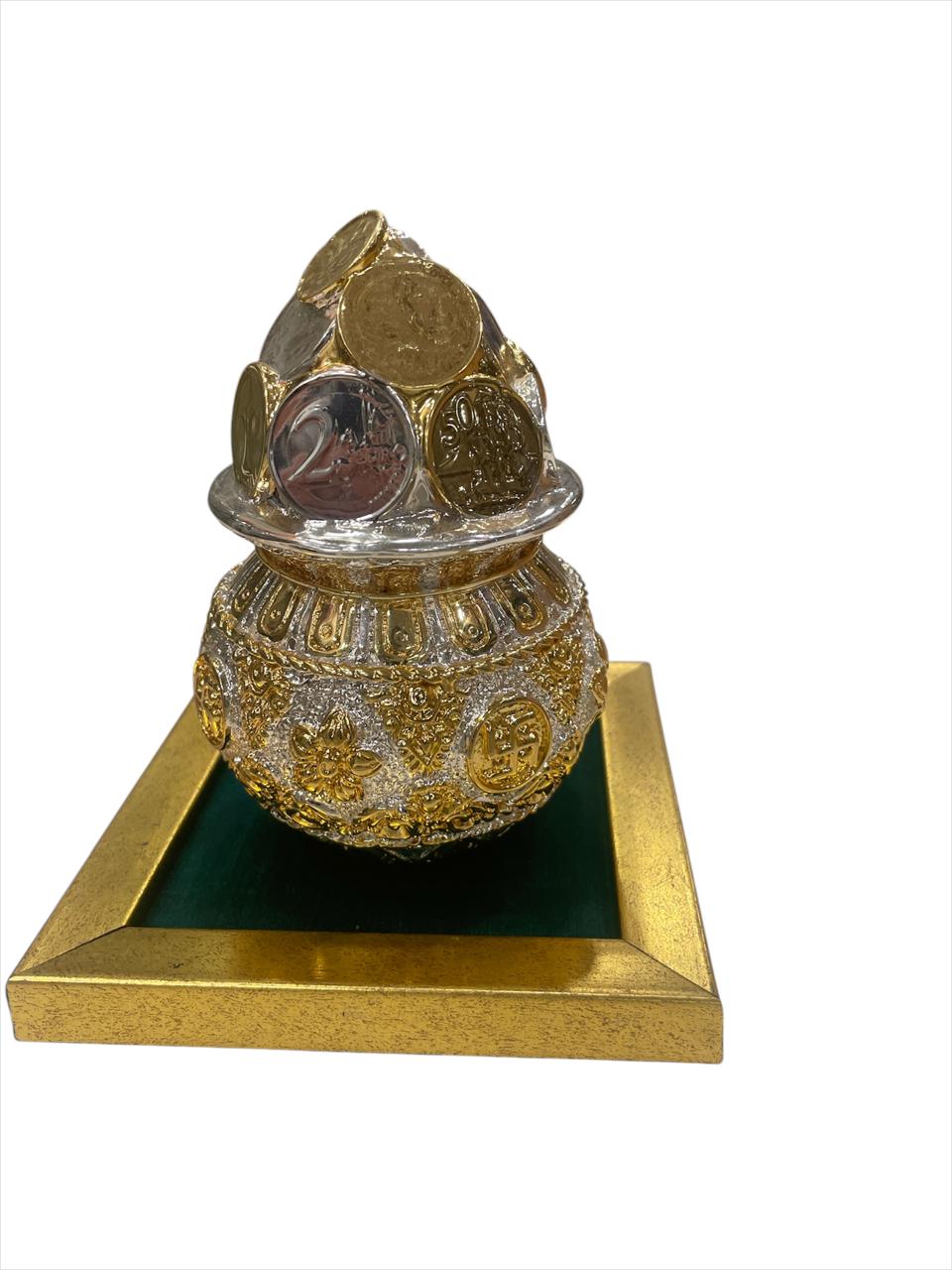 Kuber Kalash with World currency Silver & Gold plated